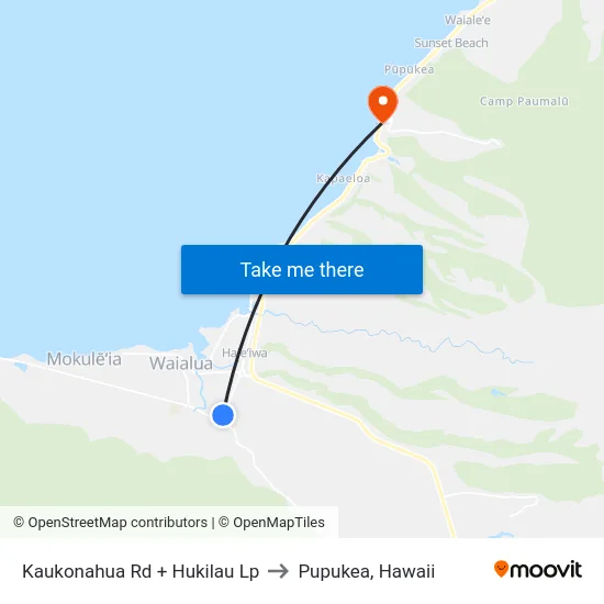 Kaukonahua Rd + Hukilau Lp to Pupukea, Hawaii map