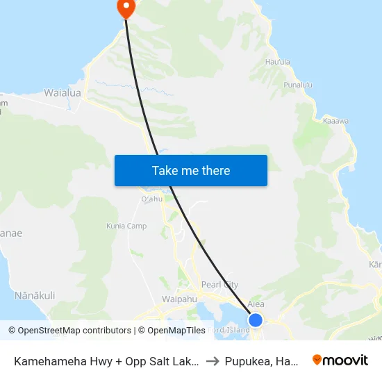 Kamehameha Hwy + Opp Salt Lake Bl to Pupukea, Hawaii map