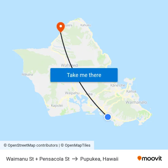 Waimanu St + Pensacola St to Pupukea, Hawaii map