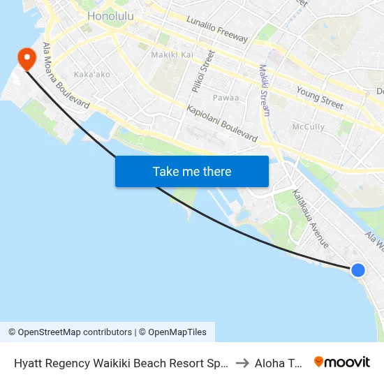 Hyatt Regency Waikiki Beach Resort Spa Honolulu to Aloha Tower map