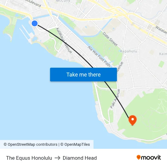 The Equus Honolulu to Diamond Head map