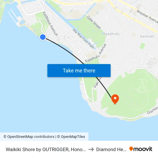 Waikiki Shore by OUTRIGGER, Honolulu to Diamond Head map