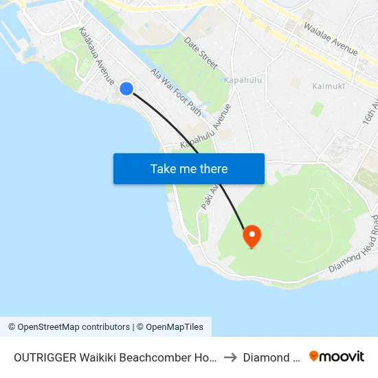 OUTRIGGER Waikiki Beachcomber Hotel, Honolulu to Diamond Head map