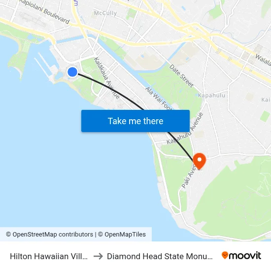 Hilton Hawaiian Village to Diamond Head State Monument map