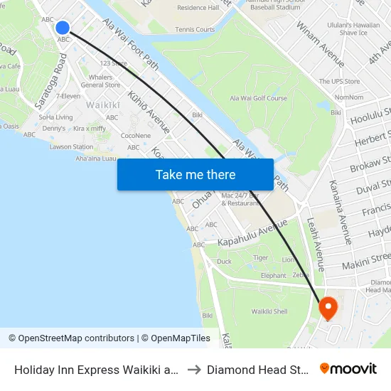 Holiday Inn Express Waikiki an IHG Hotel Honolulu to Diamond Head State Monument map
