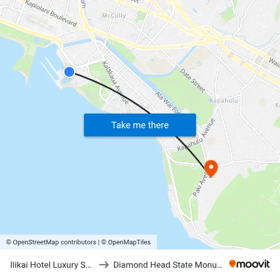 Ilikai Hotel Luxury Suites to Diamond Head State Monument map