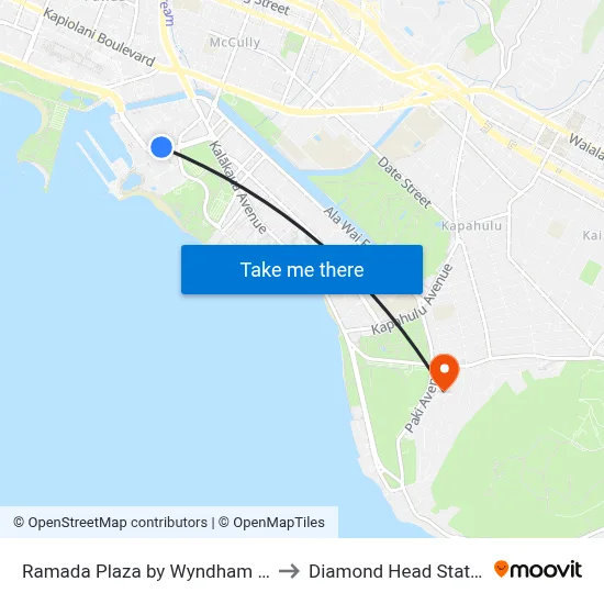 Ramada Plaza by Wyndham Waikiki Honolulu to Diamond Head State Monument map