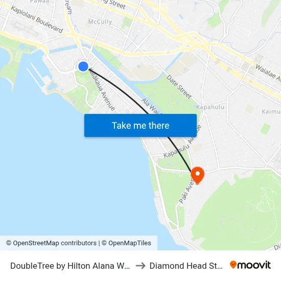 DoubleTree by Hilton Alana Waikiki Beach Honolulu to Diamond Head State Monument map