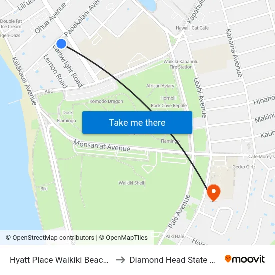 Hyatt Place Waikiki Beach, Honolulu to Diamond Head State Monument map