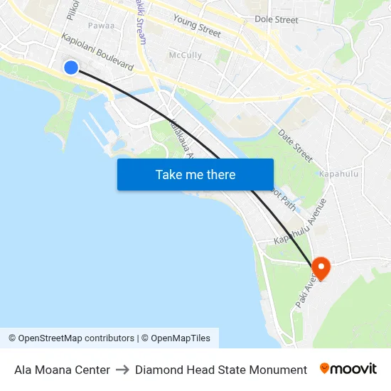 Ala Moana Center to Diamond Head State Monument map