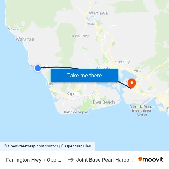 Farrington Hwy + Opp Mohihi St to Joint Base Pearl Harbor Hickam map