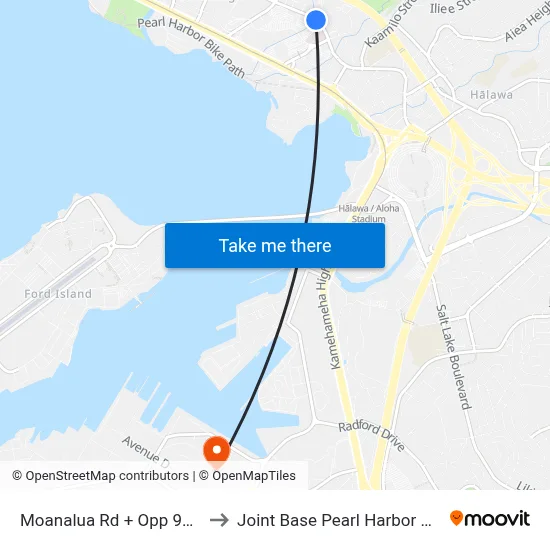 Moanalua Rd + Opp 98-1059 to Joint Base Pearl Harbor Hickam map