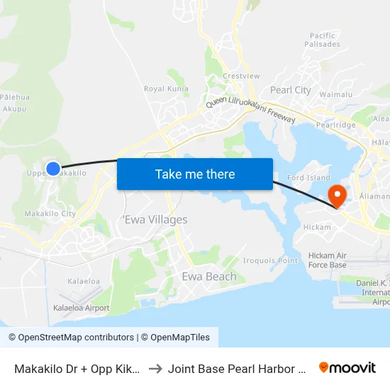 Makakilo Dr + Opp Kikaha St to Joint Base Pearl Harbor Hickam map