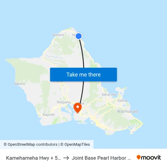 Kamehameha Hwy + 56-350 to Joint Base Pearl Harbor Hickam map