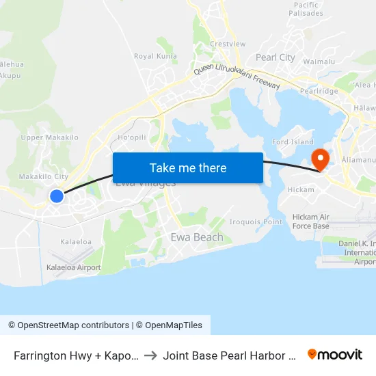 Farrington Hwy + Kapowai Pl to Joint Base Pearl Harbor Hickam map