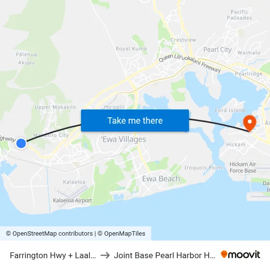Farrington Hwy + Laaloa St to Joint Base Pearl Harbor Hickam map