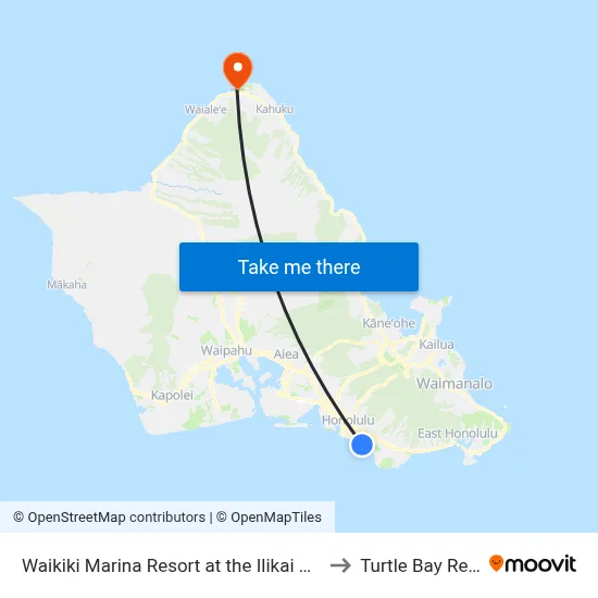 Waikiki Marina Resort at the Ilikai Honolulu to Turtle Bay Resort map