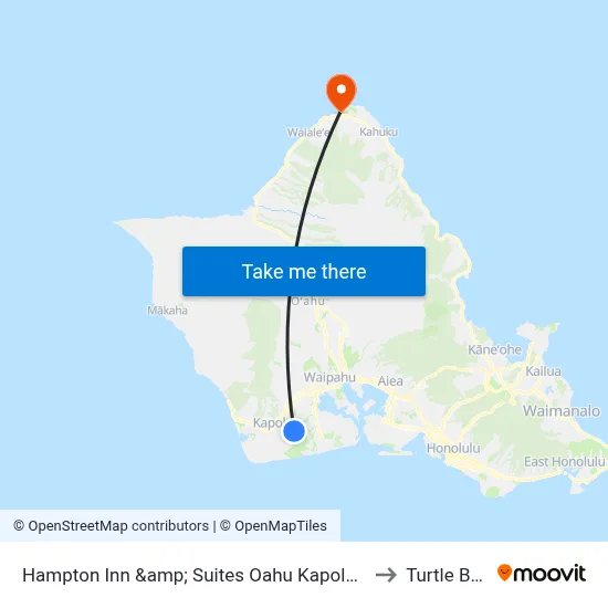 Hampton Inn &amp; Suites Oahu Kapolei - FREE Parking - No Resort Fee to Turtle Bay Resort map