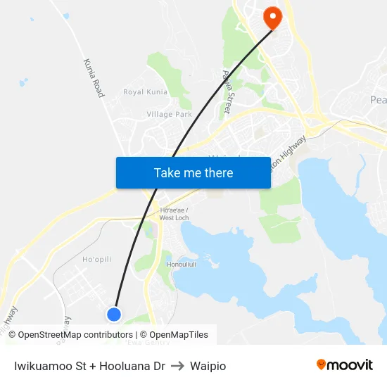 Iwikuamoo St + Hooluana Dr to Waipio map