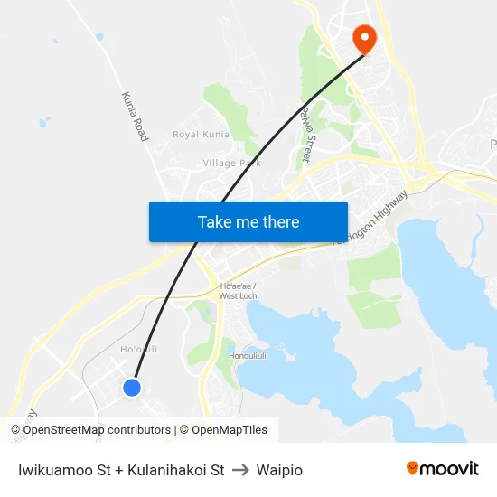 Iwikuamoo St + Kulanihakoi St to Waipio map