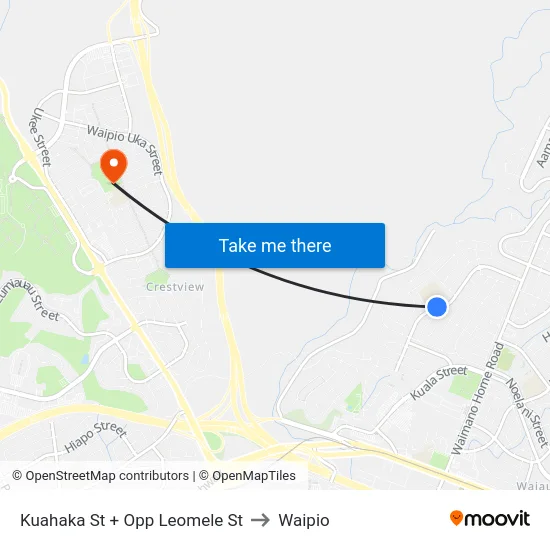 Kuahaka St + Opp Leomele St to Waipio map
