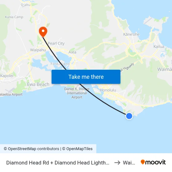 Diamond Head Rd + Diamond Head Lighthouse to Waipio map