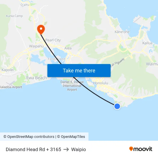 Diamond Head Rd + 3165 to Waipio map