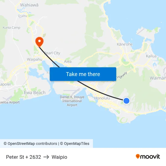 Peter St + 2632 to Waipio map