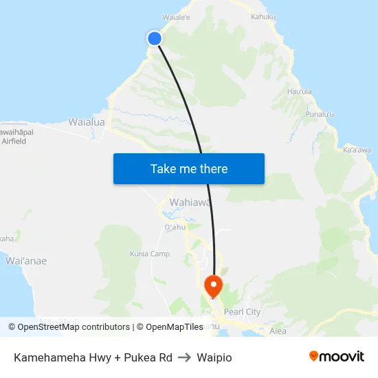Kamehameha Hwy + Pukea Rd to Waipio map