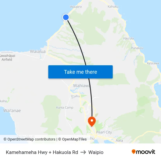 Kamehameha Hwy + Hakuola Rd to Waipio map