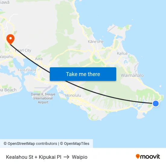 Kealahou St + Kipukai Pl to Waipio map