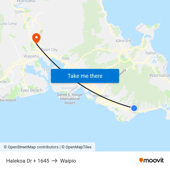 Halekoa Dr + 1645 to Waipio map
