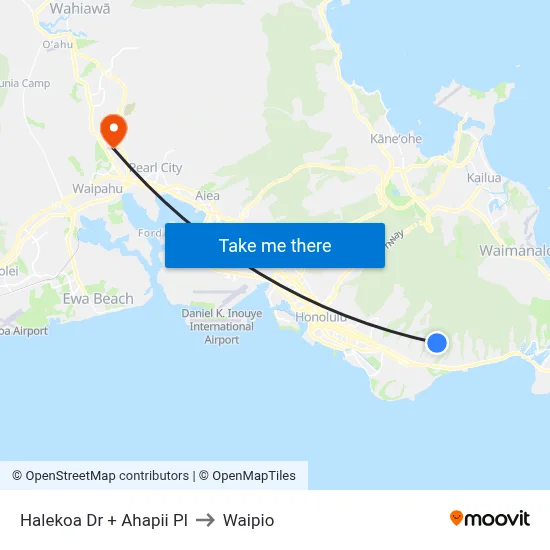 Halekoa Dr + Ahapii Pl to Waipio map