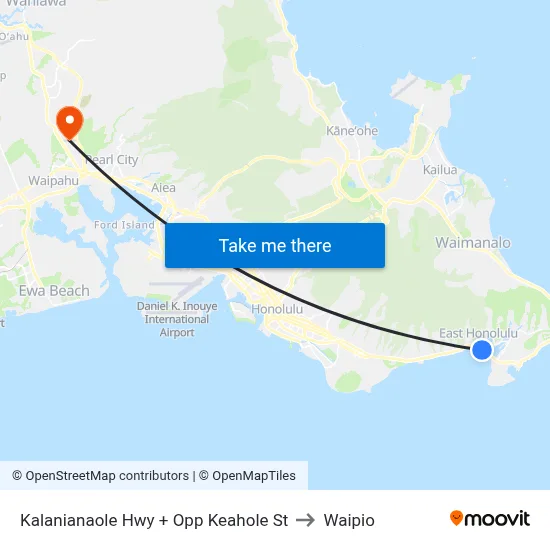 Kalanianaole Hwy + Opp Keahole St to Waipio map