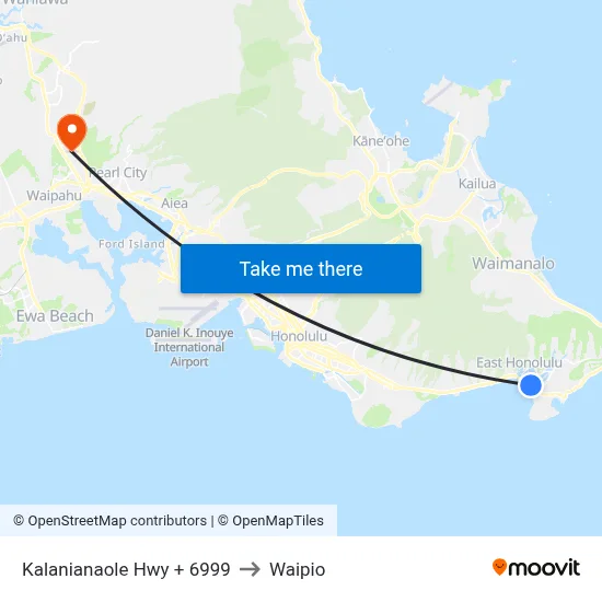 Kalanianaole Hwy + 6999 to Waipio map