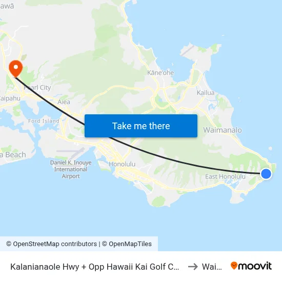 Kalanianaole Hwy + Opp Hawaii Kai Golf Course to Waipio map