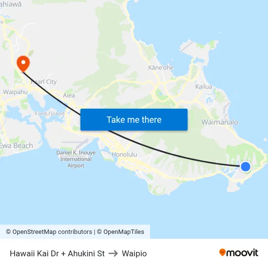 Hawaii Kai Dr + Ahukini St to Waipio map