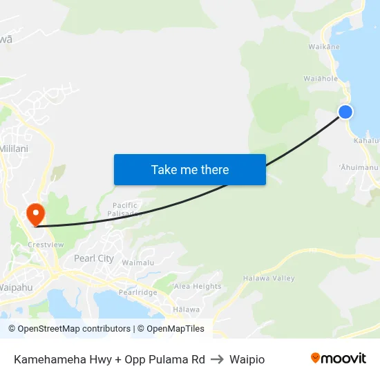 Kamehameha Hwy + Opp Pulama Rd to Waipio map