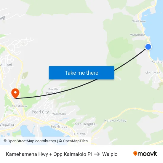 Kamehameha Hwy + Opp Kaimalolo Pl to Waipio map