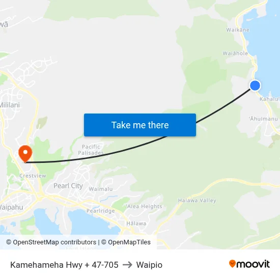 Kamehameha Hwy + 47-705 to Waipio map
