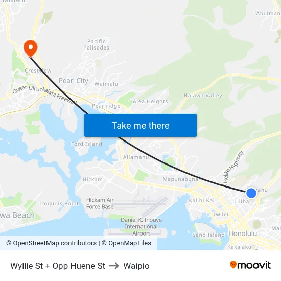 Wyllie St + Opp Huene St to Waipio map