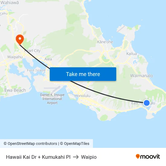 Hawaii Kai Dr + Kumukahi Pl to Waipio map