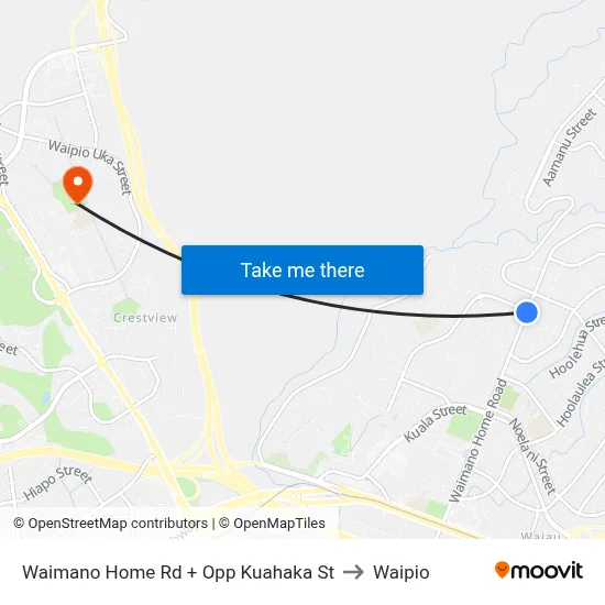 Waimano Home Rd + Opp Kuahaka St to Waipio map