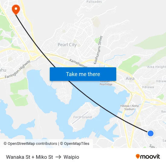 Wanaka St + Miko St to Waipio map
