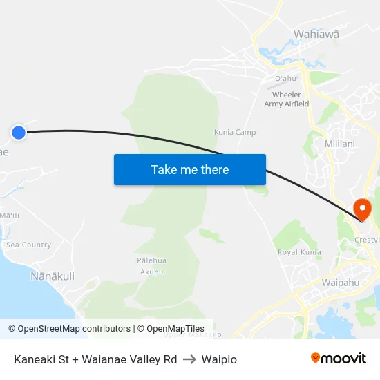 Kaneaki St + Waianae Valley Rd to Waipio map