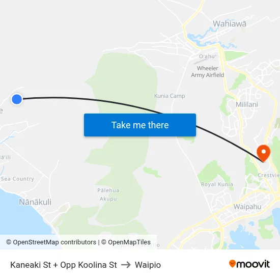 Kaneaki St + Opp Koolina St to Waipio map
