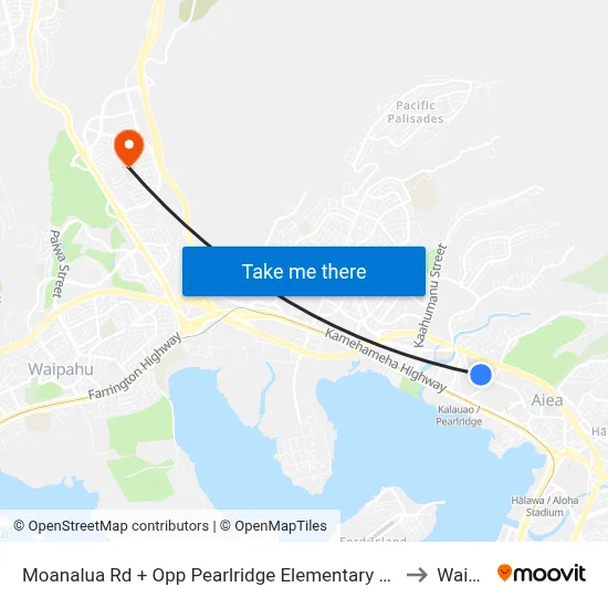 Moanalua Rd + Opp Pearlridge Elementary School to Waipio map