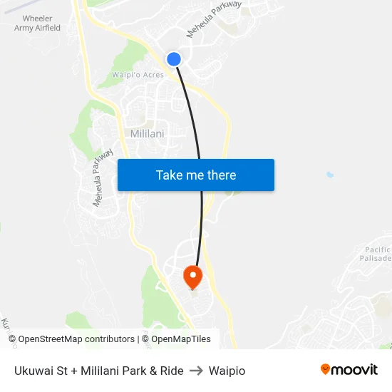 Ukuwai St + Mililani Park & Ride to Waipio map