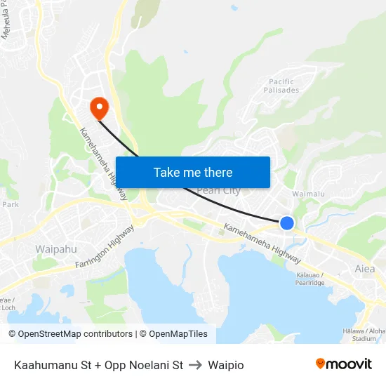 Kaahumanu St + Opp Noelani St to Waipio map