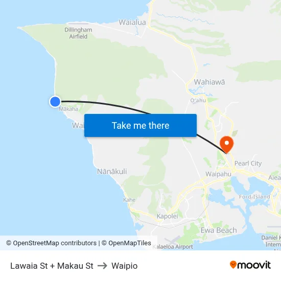 Lawaia St + Makau St to Waipio map